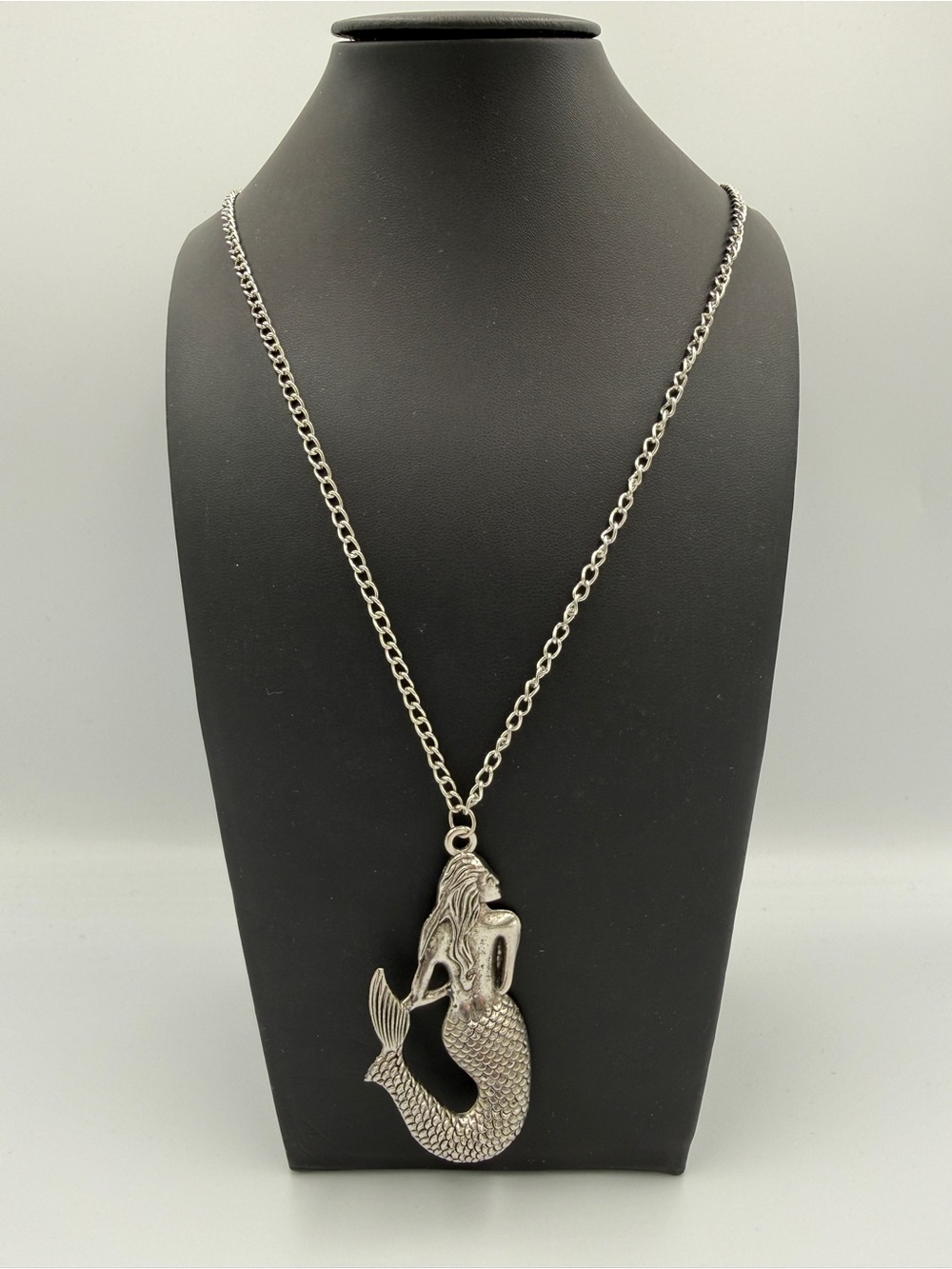 Silver Mermaid Pendant Necklace for Women